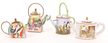 20TH CENTURY BRASS & ENAMEL TEA POTS / CAN BY EMPRESS ARTS