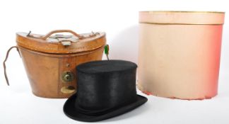 EARLY 20TH WITHIN LEATHER & VELVET LINED CARRY BOX