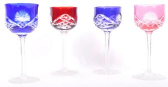 EARLY 20TH CENTURY SET OF FOUR BOHEMIAN CUT GLASS WINE GLASSES