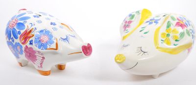 TWO VINTAGE 1970S ARTHUR WOOD POTTERY PIG MONEY BANKS