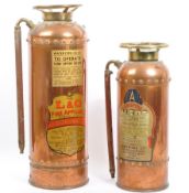 TWO VINTAGE SODA ACID FIRE EXTINGUISHERS IN COPPER FINISH