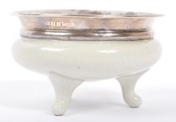 20TH CENTURY HALLMARKED SILVER & CERAMIC CENSOR