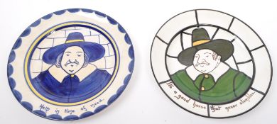 TWO 19TH CENTURY BRISTOL BARONIAL CERAMIC PLATES