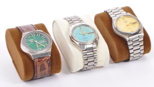 THREE VINTAGE SEIKO AUTOMATIC WRISTWATCHES
