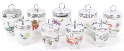 EIGHT ROYAL WORCESTER PORCELAIN EGG CODDLERS