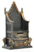 1953 QUEEN ELIZABETH CAST IRON THRONE MONEY BOX BY HARPER