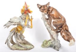 TWO PEICES OF ITALIAN TAY PORCELAIN CERAMICS - FOX & COCK