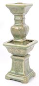 LARGE 19TH CENTURY CHINESE GREEN GLAZED CANDLESTICK