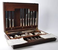 MID 20TH CENTURY 1970S MAHOGANY CASED CANTEEN OF CUTLERY