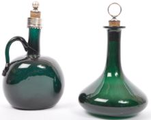 EARLY VICTORIAN 19TH CENTURY BRISTOL GREEN DECANTER JUG