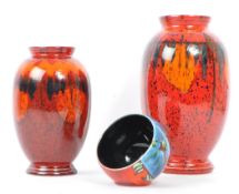 THREE PIECES OF POOLE POTTERY - LAVA & HIMALAYAN POPPY