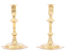 PAIR OF JOSEPH WOOD 18TH CENTURY BRASS CANDLE STICKS