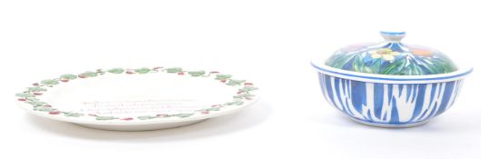 19TH CENTURY BRISTOL SOAP DISH & MOTTO PLATE