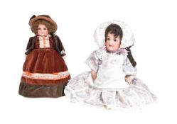 TWO VINTAGE GERMAN BISQUE HEADED DOLLS