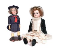 TWO REPLICA ANTIQUE DOLLS