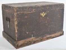 19TH CENTURY RUSTIC PINE COFFER CHEST - BLANKET BOX