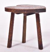 19TH CENTURY ARTS & CRAFTS DARK WOOD MILKING STOOL