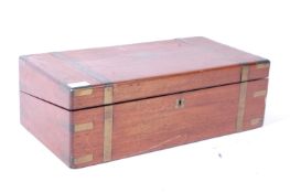 19TH CENTURY MAHOGANY AND BRASS WRITING SLOPE BOX