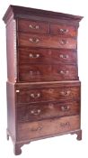 GEORGE III MAHOGANY CHEST ON CHEST OF DRAWERS