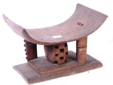19TH CENTURY AFRICAN CARVED TRIBAL ASHANTI PILLOW STOOL