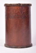 20TH CENTURY LEATHO EMBOSSED CYLINDRICAL WASTE BIN