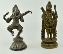 TWO 19TH CENTURY BRASS HINDU ALTAR DEITY FIGURES