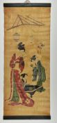 20TH CENTURY CHINESE OIL ON SILK PAINTING OF THREE LADIES