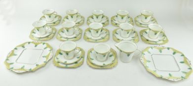 SAMPSON SMITH LTD - SET OF LONGTON TEACUPS & SAUCERS