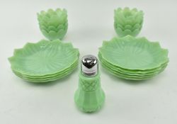 ANCHOR HOCKING - JADEITE FIRE KING LOTUS BOWL & PLATE SERVICE