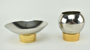 STUART DEVLIN FOR VINERS - TWO RETRO STAINLESS STEEL BOWLS