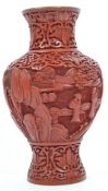 19TH CENTURY CHINESE CINNABAR BALUSTER VASE