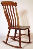 19TH CENTURY VICTORIAN BEECH & ELM WINDSOR ROCKING CHAIR