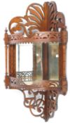 EDWARDIAN MAHOGANY WALL HANGING MIRRORED CORNER SHELF UNIT
