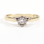 HALLMARKED 9CT GOLD & DIAMOND SOLITAIRE RING