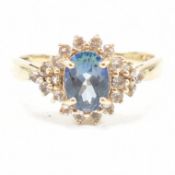 HALLMARKED 9CT GOLD MYSTIC TOPAZ CLUSTER RING