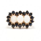 HALLMARKED 9CT GOLD SAPPHIRE & OPAL CLUSTER RING