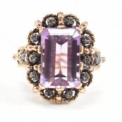 18CT GOLD AMETHYST & DIAMOND DRESS RING
