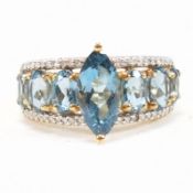 HALLMARKED 9CT GOLD TOPAZ & DIAMOND DRESS RING