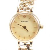 HALLMARKED 9CT GOLD ACCURIST WRIST WATCH