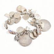 SILVER & WHITE METAL CHARM BRACELET