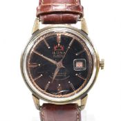 ILONA 21 JEWELS CALENDAR BLACK FACE GENTS WRISTWATCH