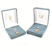 TWO 925 SILVER & DIAMOND STAR PENDANT NECKLACE