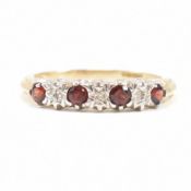 HALLMARKED 9CT GOLD GARNET & DIAMOND RING