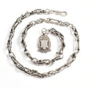 19TH CENTURY SILVER HALLMARKED ALBERT CHAIN & FOB