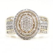 HALLMARKED SILVER & DIAMOND CLUSTER RING