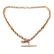 19TH CENTURY VICTORIAN 9CT GOLD BOOK CHAIN & T-BAR