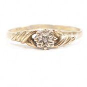 HALLMARKED 9CT GOLD & DIAMOND SOLITAIRE RING
