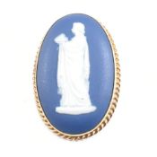 HALLMARKED 9CT ADAMS JASPERWARE BROOCH PIN