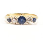 18CT GOLD SAPPHIRE & DIAMOND FIVE STONE RING