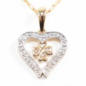 HALLMARKED 9CT GOLD HEART PENDANT NECKLACE